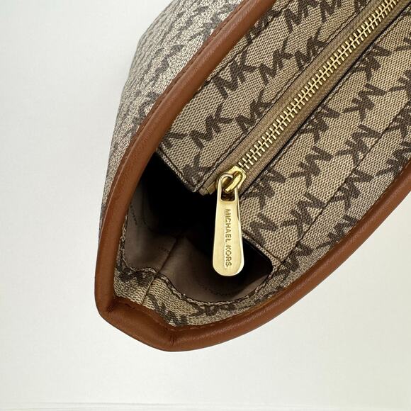 Michael Kors Signature Emry Large Tote Bag Zip Closure Shoulder Handbag Brown - Picture 5 of 13